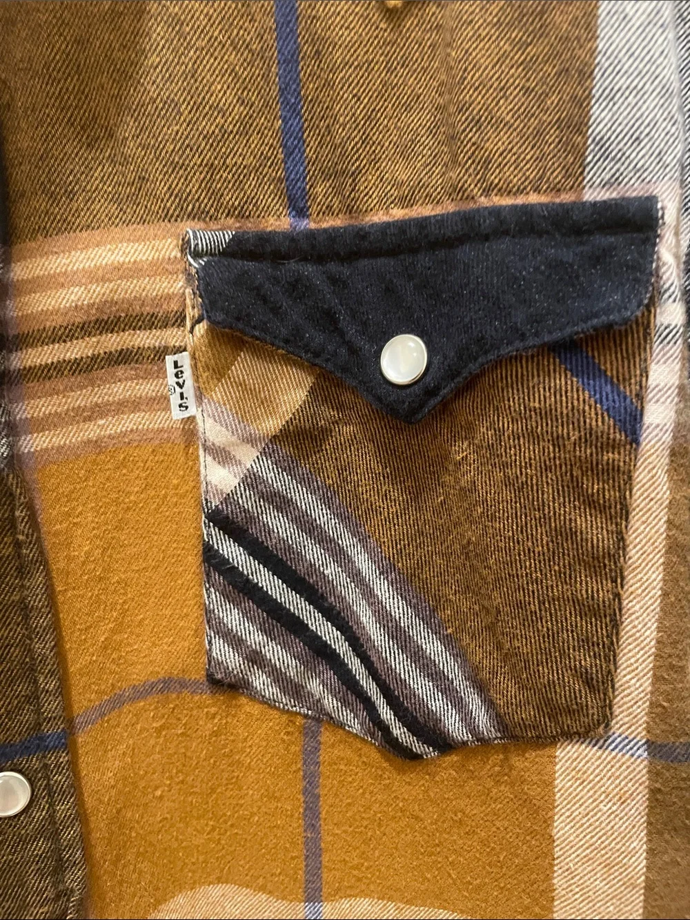 Classic western Levi's Mustard and Brown Plaid Western Shirt